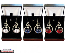 Load image into Gallery viewer, Maison Klein Stainless Steel & Crystal Ladies Earrings Set : Red Shooting Star