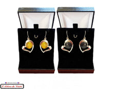 Load image into Gallery viewer, Maison Klein Stainless Steel & Crystal Luxury Women's Earrings Set : Black Heart