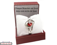 Charger l'image dans la galerie, Coffret Luxe Bracelet Femme "Bijoux Créateur" Acier Inoxydable et Cristal : Coeur Tourmenté Rouge