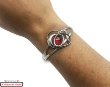 Charger l'image dans la galerie, Coffret Luxe Bracelet Femme "Bijoux Créateur" Acier Inoxydable et Cristal : Coeur Tourmenté Rouge