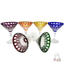 Load image into Gallery viewer, Service Roemer diamant 6 coupes à champagne en cristal 6 couleurs assorties