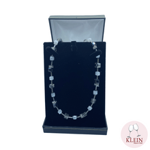 Load image into Gallery viewer, Collier Femme "Modèle Cubique" Gris et Blanc Acier Inoxydable et Cristal Maison Klein
