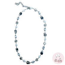 Load image into Gallery viewer, Collier Femme "Modèle Cubique" Gris et Blanc Acier Inoxydable et Cristal Maison Klein