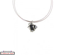Load image into Gallery viewer, Maison Klein Stainless Steel and Crystal Necklace for Women : Double Square Black