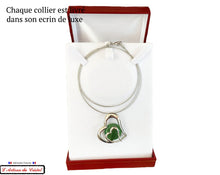 Charger l'image dans la galerie, Coffret Luxe Collier Femme "Bijoux Créateur" Acier Inoxydable et Cristal Maison Klein : Double Coeur Vert