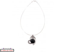 Load image into Gallery viewer, Klein Designer Stainless Steel and Crystal Necklace for Women : Black Heart