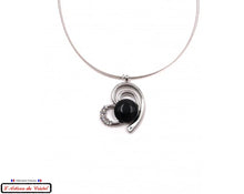 Load image into Gallery viewer, Klein Designer Stainless Steel and Crystal Necklace for Women : Black Heart