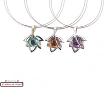 Load image into Gallery viewer, Luxury Women's Necklace Box "Designer Jewelry" Stainless Steel and Crystal Maison Klein : Maple Leaf Amber