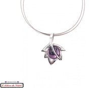 Load image into Gallery viewer, Luxury Women's Necklace Box "Designer Jewelry" Stainless Steel and Crystal Maison Klein : Maple Leaf Amber