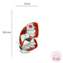 Load image into Gallery viewer, Sculpture papillon rouge et blanc cristal