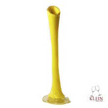Charger l&#39;image dans la galerie, Vase soliflore jaune pied en forme de fleur
