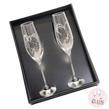 Charger l'image dans la galerie, Coffret Couple "Duo à Champagne" : 2 Coupes en Cristal Taillées Main