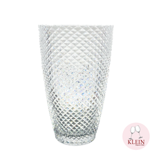 Load image into Gallery viewer, vase cristal taillé main taille diamant 30 cm