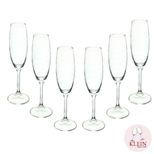Load image into Gallery viewer, 6 Flutes à champagne service twist léger décor taillé à la main