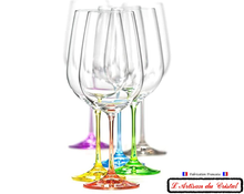 Load image into Gallery viewer, Service Color : 6 Crystal Wine Glasses Maison Klein 54120 Baccarat France