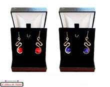 Load image into Gallery viewer, Maison Klein Stainless Steel & Crystal Ladies Earrings Set: Blue Serpenti Cut