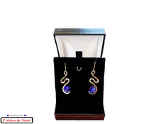 Load image into Gallery viewer, Maison Klein Stainless Steel & Crystal Ladies Earrings Set: Blue Serpenti Cut