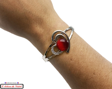 Charger l'image dans la galerie, Coffret Luxe Bracelet Femme "Klein Créateur" Acier Inoxydable et Cristal : Coeur Éclat Rouge