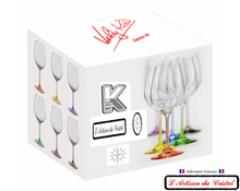 Load image into Gallery viewer, Service Color : 6 Crystal Wine Glasses Maison Klein 54120 Baccarat France
