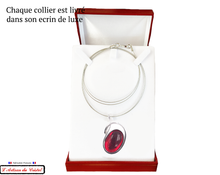 Charger l'image dans la galerie, Coffret Luxe Collier Femme "Bijoux Créateur" Acier Inoxydable et Cristal Maison Klein : Pierre de Lune Rubis