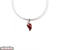 Load image into Gallery viewer, Klein Designer Stainless Steel and Crystal Necklace for Women : Red Half Heart