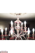 Load image into Gallery viewer, Chandelier Edition Overlay Crystal and Enamel Pink Color : 12 lights Maison Klein 54120 Baccarat France