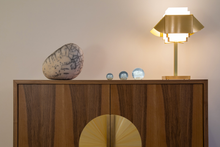 Load image into Gallery viewer, Sulphide Crystal Paperweight: Snowstorm Gold Base