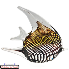 Load image into Gallery viewer, Sculpture Collection Animals "Black and Gold Striped Scalar" in Crystal Maison Klein 54120 Baccarat France