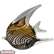 Load image into Gallery viewer, Sculpture Collection Animals "Black and Gold Striped Scalar" in Crystal Maison Klein 54120 Baccarat France