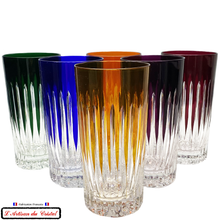 Load image into Gallery viewer, Service Roemer Concorde 6 Couleurs Assorties : 6 Long Drink glasses for Aperitif and Water (35 cl) Maison Klein 54120 Baccarat France