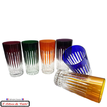 Load image into Gallery viewer, Service Roemer Concorde 6 Couleurs Assorties : 6 Long Drink glasses for Aperitif and Water (35 cl) Maison Klein 54120 Baccarat France
