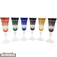 Load image into Gallery viewer, Roemer Diamond Service: 6 Crystal Champagne Flutes Maison Klein 54120 Baccarat France