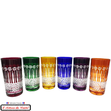 Load image into Gallery viewer, Roemer Diamond Service 6 Assorted Colors : 6 Aperitif, Long Drinks and Water Glasses (35 cl) Maison Klein 54120 Baccarat France