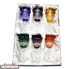 Load image into Gallery viewer, Service Roemer Diamant 6 Couleurs Assorties : 6 Wine glasses (17 cl) Maison Klein 54120 Baccarat France