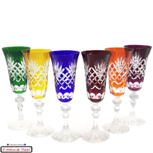 Load image into Gallery viewer, Roemer ROMEO Service: 6 Crystal Champagne Flutes Maison Klein 54120 Baccarat France