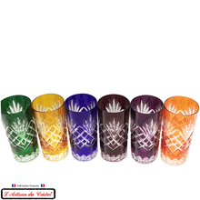 Load image into Gallery viewer, Roemer Roméo Service 6 Assorted Colors: 6 Long Drink Glasses for Aperitifs and Water (35 cl) Maison Klein 54120 Baccarat France