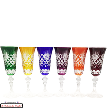Load image into Gallery viewer, Roemer ROMEO Service: 6 Crystal Champagne Flutes Maison Klein 54120 Baccarat France