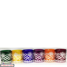 Load image into Gallery viewer, Roemer Romeo 6 Assorted Colors Service: 6 Aperitif, Whiskey and Water Glasses (28 cl) Maison Klein 54120 Baccarat France