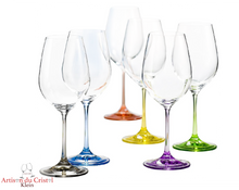 Load image into Gallery viewer, Service Color : 6 Crystal Wine Glasses Maison Klein 54120 Baccarat France
