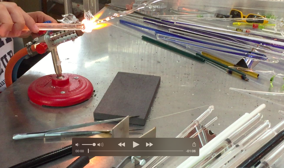 Video de fabrication d'une rose en borosilicate dans notre atelier.