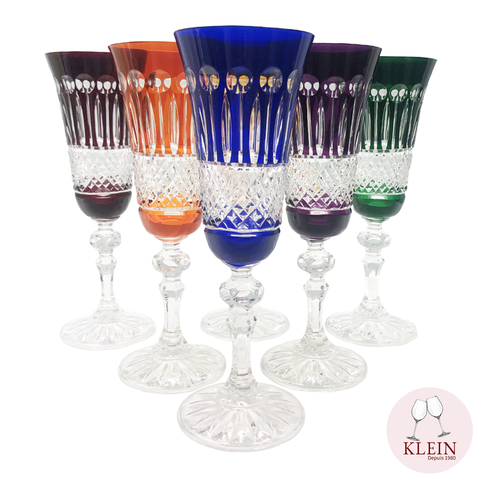 Roemer Diamond Service: 6 Crystal Champagne Cups Maison Klein 54120 Baccarat France