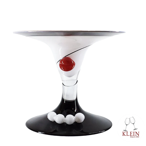 Coupe Madame Chapeau en Cristal Noir et Blanc Klein 54120 Baccarat France