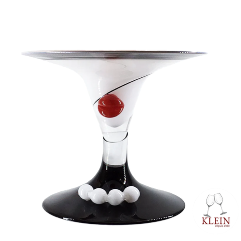 Coupe Madame Chapeau en Cristal Noir et Blanc Klein 54120 Baccarat France