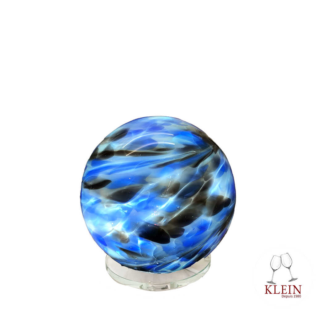 Lampe Boule en Cristal Modèle "Puissance Bleue" Maison Klein 54120 Baccarat France