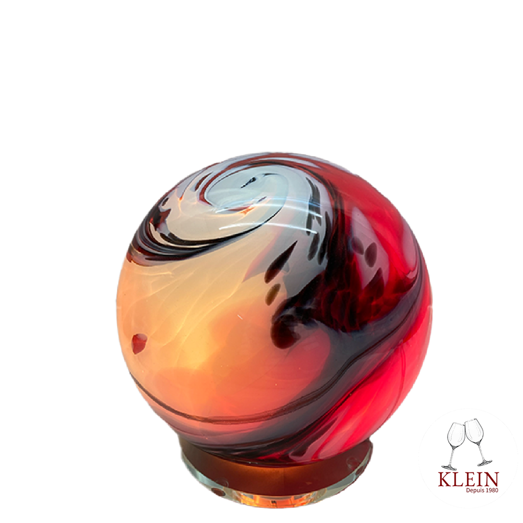Lampe Boule à Poser en Cristal Grand Modèle 25 cm "Puissance Rouge"
