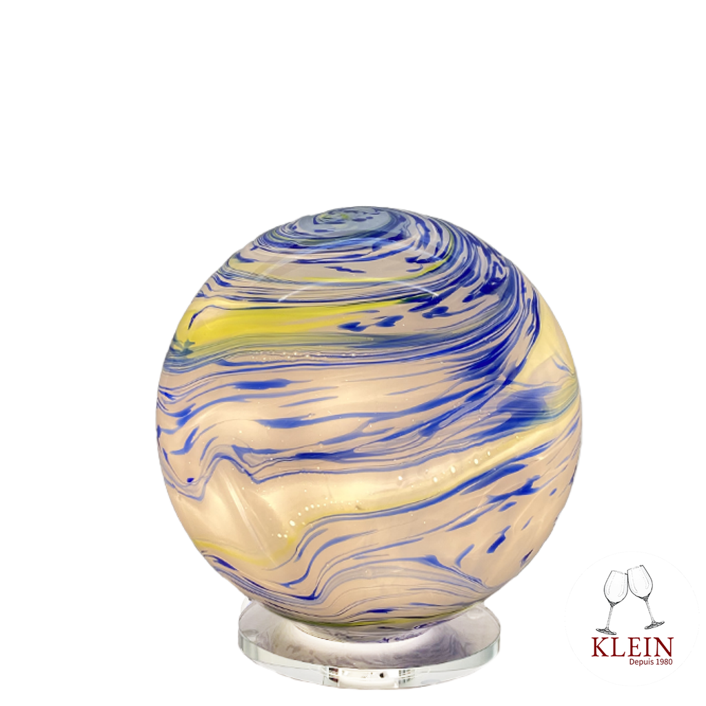 Modèle Oslo, lampe d'ambiance aux nuances de bleu jaune, vert anis, bleu cobalt