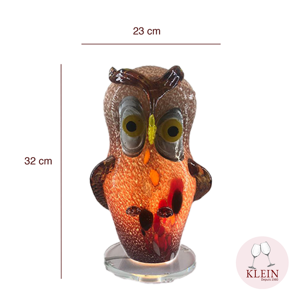 Lampe Chouette Tacheté en Cristal Marron modèle "Nana" dimensions