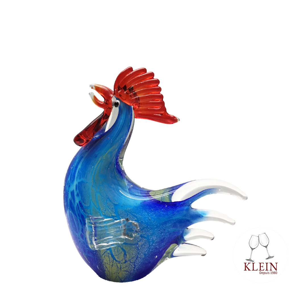 Sculpture "Le Coq Bleu" cristal Coloré