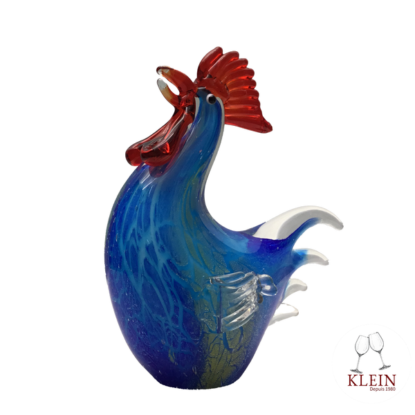 Sculpture "Le Coq Bleu" cristal Coloré