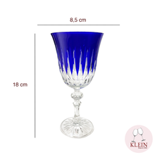 Load image into Gallery viewer, Service Roemer Concorde verre à vin en cristal bleu dimensions 